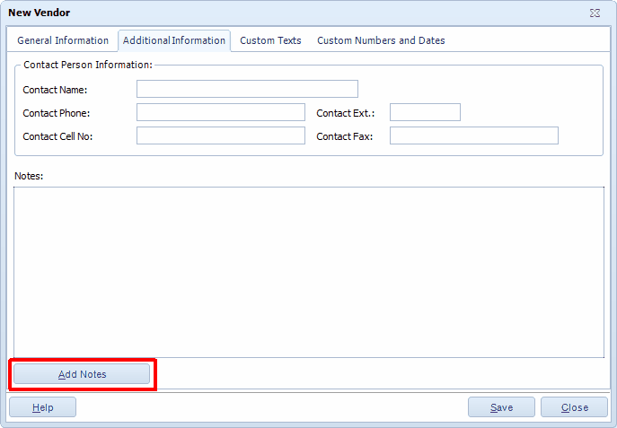 NewVendorFormAddNotes