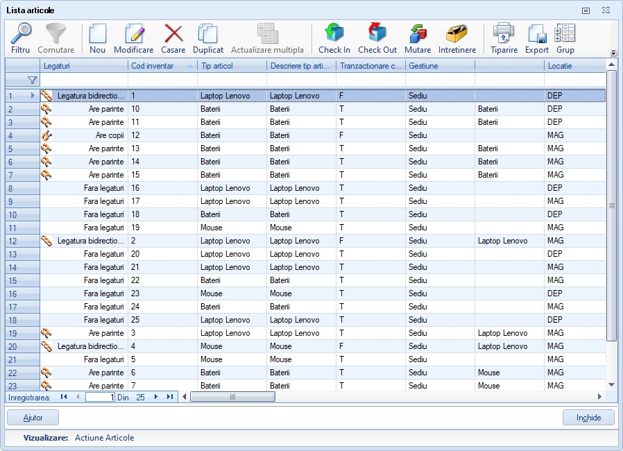 Check-out / check-in și mentenanță